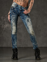 WD175 women Slim-Fit jeans with decorative stitching in Straight Fit