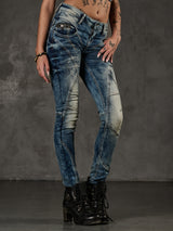 WD175 women Slim-Fit jeans with decorative stitching in Straight Fit