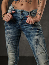 WD175 women Slim-Fit jeans with decorative stitching in Straight Fit