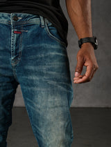 CD860 Herren Jeans – Straight Fit in Blaugrün und Braun