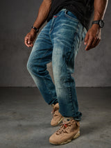 CD860 Herren Jeans – Straight Fit in Blaugrün und Braun