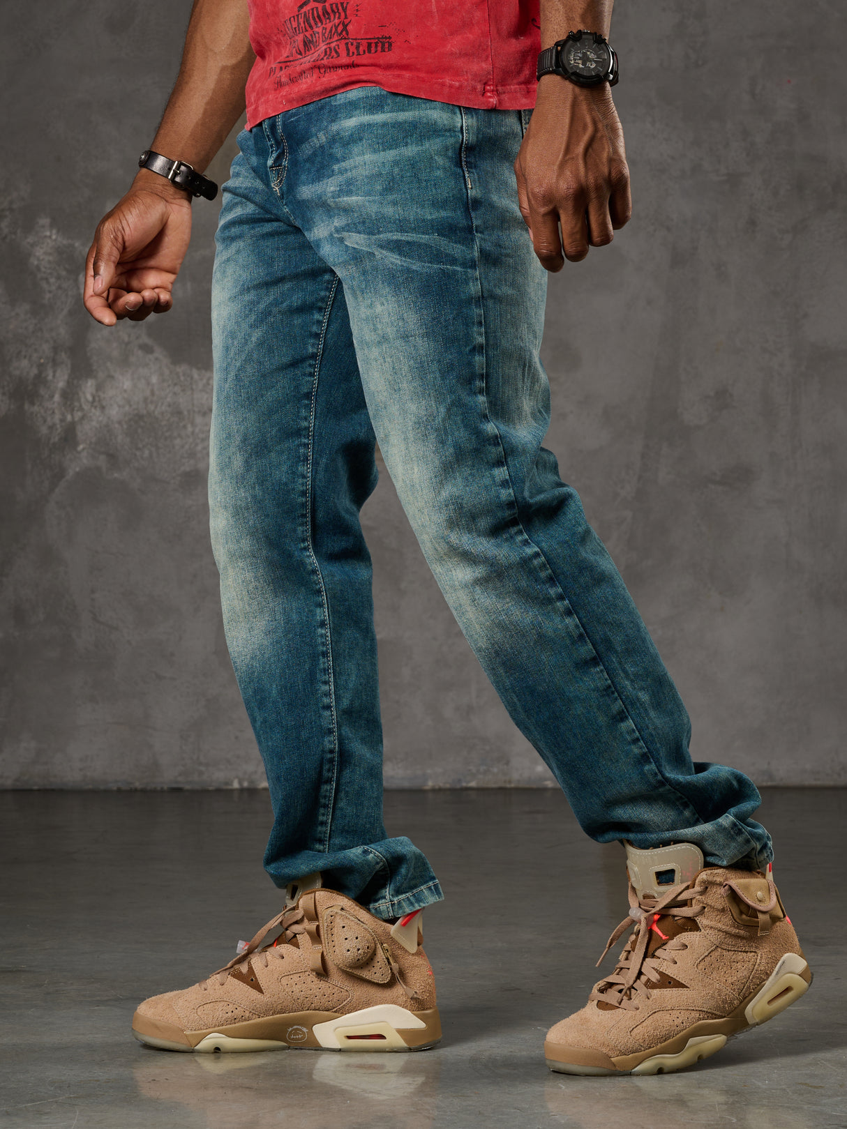 CD860 Herren Jeans – Straight Fit in Blaugrün und Braun