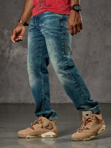 CD860 Herren Jeans – Straight Fit in Blaugrün und Braun