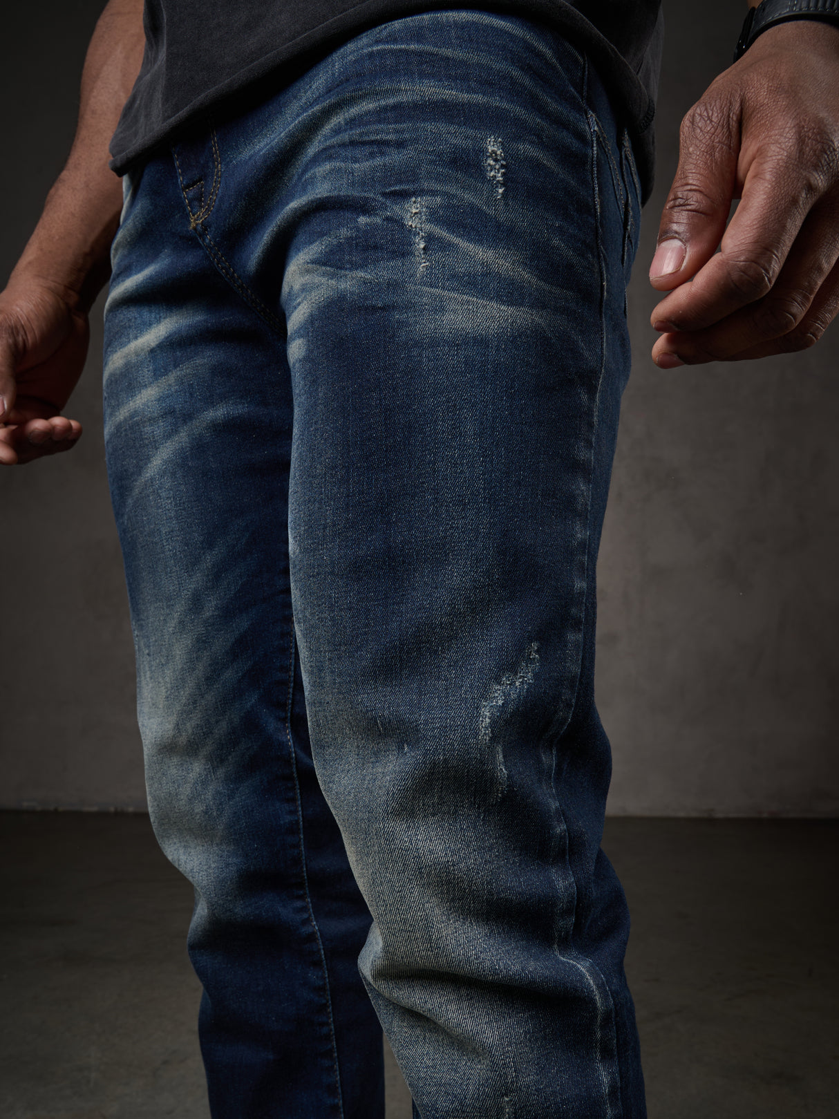 CD811 Jean droit avec des coutures décoratives tendance