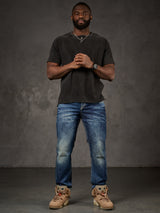 CD184 Herren bequeme Jeans mit abgesetzten Ziernähten in Straight Fit