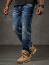 CD184 Herren bequeme Jeans mit abgesetzten Ziernähten in Straight Fit