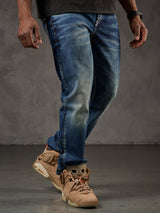 CD184 Herren bequeme Jeans mit abgesetzten Ziernähten in Straight Fit