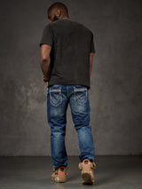 CD184 Herren bequeme Jeans mit abgesetzten Ziernähten in Straight Fit