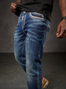 CD184 Herren bequeme Jeans mit abgesetzten Ziernähten in Straight Fit