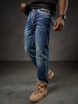 CD184 Herren bequeme Jeans mit abgesetzten Ziernähten in Straight Fit