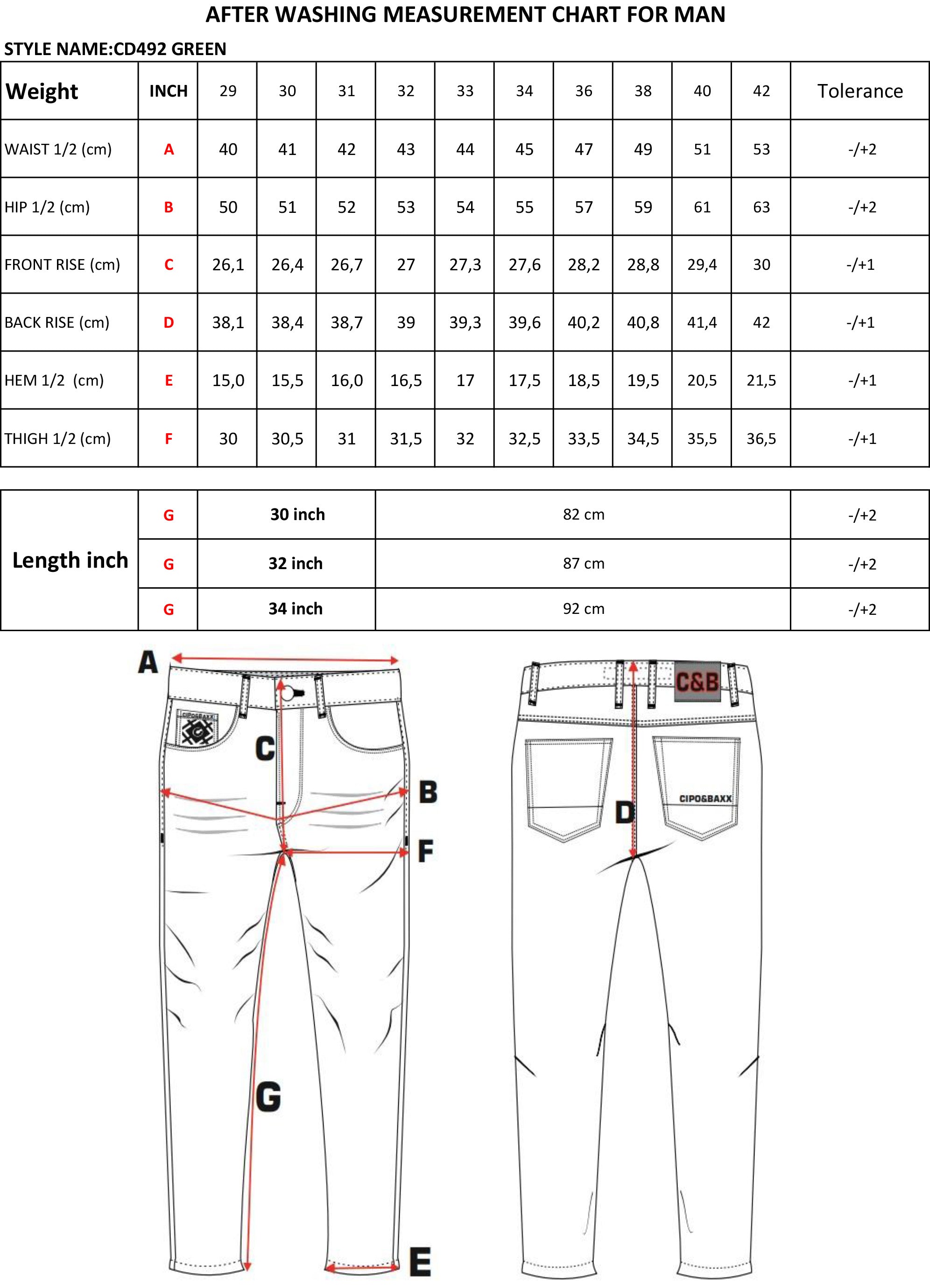 CD493 jeansy proste z efektem zniszczenia size chart