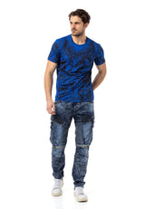 CD494 Herren bequeme Jeans mit Edelstein Taschen in Regular Fit
