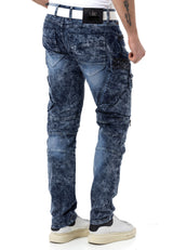 CD494 Herren bequeme Jeans mit Edelstein Taschen in Regular Fit