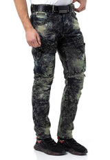CD494 Herren bequeme Jeans mit Edelstein Taschen in Regular Fit
