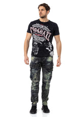 CD494 Herren bequeme Jeans mit Edelstein Taschen in Regular Fit