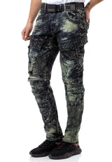 CD494 Herren bequeme Jeans mit Edelstein Taschen in Regular Fit