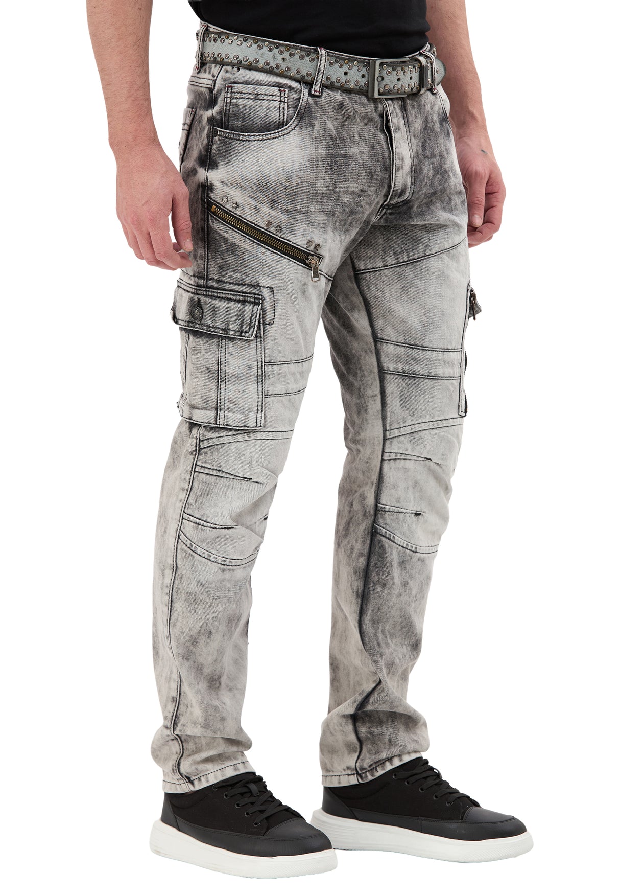 CD679 bequeme Jeans in trendiger Used-Optik