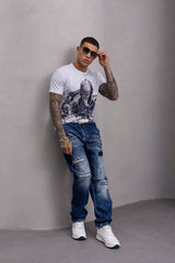  CD907 – Jeans Baggy Fit para Hombre en Azul