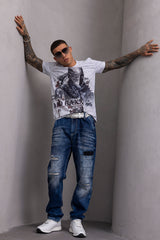  CD907 – Jeans Baggy Fit para Hombre en Azul