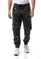 CD908 Męskie Spodnie Jogger Cargo w Kamuflażu z Zamkami i Wieloma Kieszeniami
