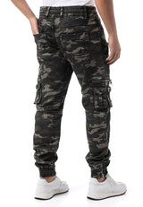 CD908 Męskie Spodnie Jogger Cargo w Kamuflażu z Zamkami i Wieloma Kieszeniami
