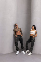 CD908 Heren Cargo Camouflage Jogger Jeans met Ritsdetails en Meerdere Zakken