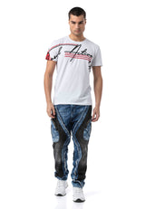 CD909 Jeans para Hombre – Corte Loose Fit con Paneles Contrastados y Cremalleras