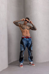 CD909 Herren Jeans – Baggy Fit Denim mit markanten Panels & Zipper-Details