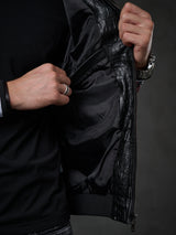 CJ284 men's synthetic leather jacket hooded in a cool look