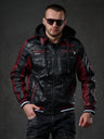 CJ284 men's synthetic leather jacket hooded in a cool look