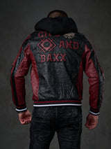 CJ284 men's synthetic leather jacket hooded in a cool look