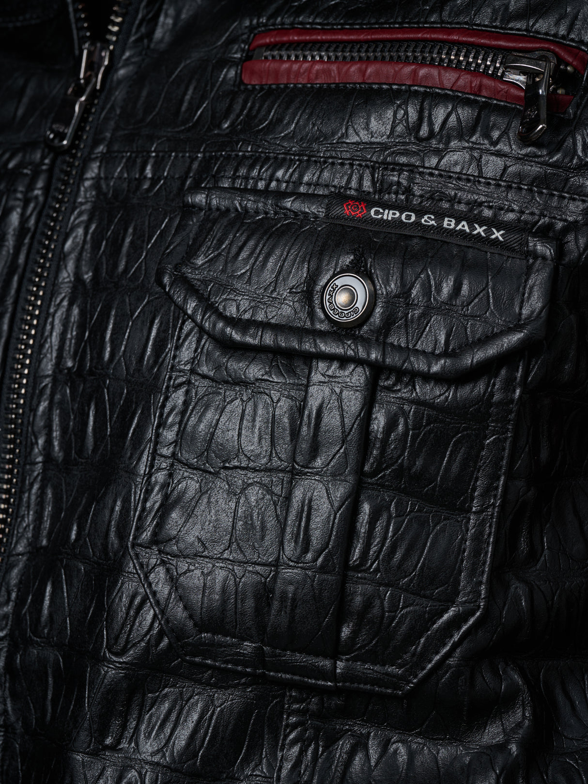 CJ284 men's synthetic leather jacket hooded in a cool look