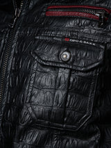 CJ284 men's synthetic leather jacket hooded in a cool look