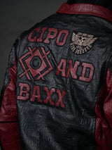 CJ284 men's synthetic leather jacket hooded in a cool look