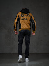 CJ284 men's synthetic leather jacket hooded in a cool look