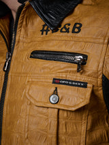 CJ284 men's synthetic leather jacket hooded in a cool look