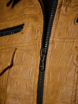 CJ284 men's synthetic leather jacket hooded in a cool look