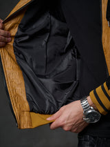 CJ284 men's synthetic leather jacket hooded in a cool look