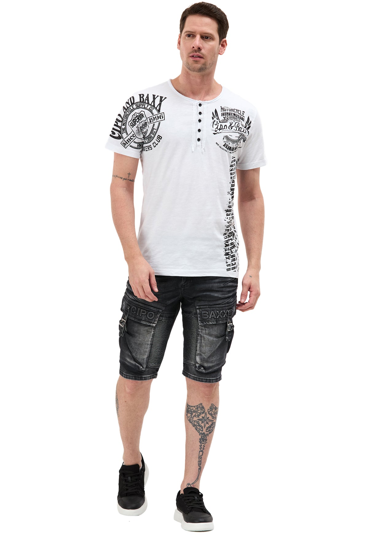 CK189 Herren Capri Shorts mit lässigem Rippenmuster