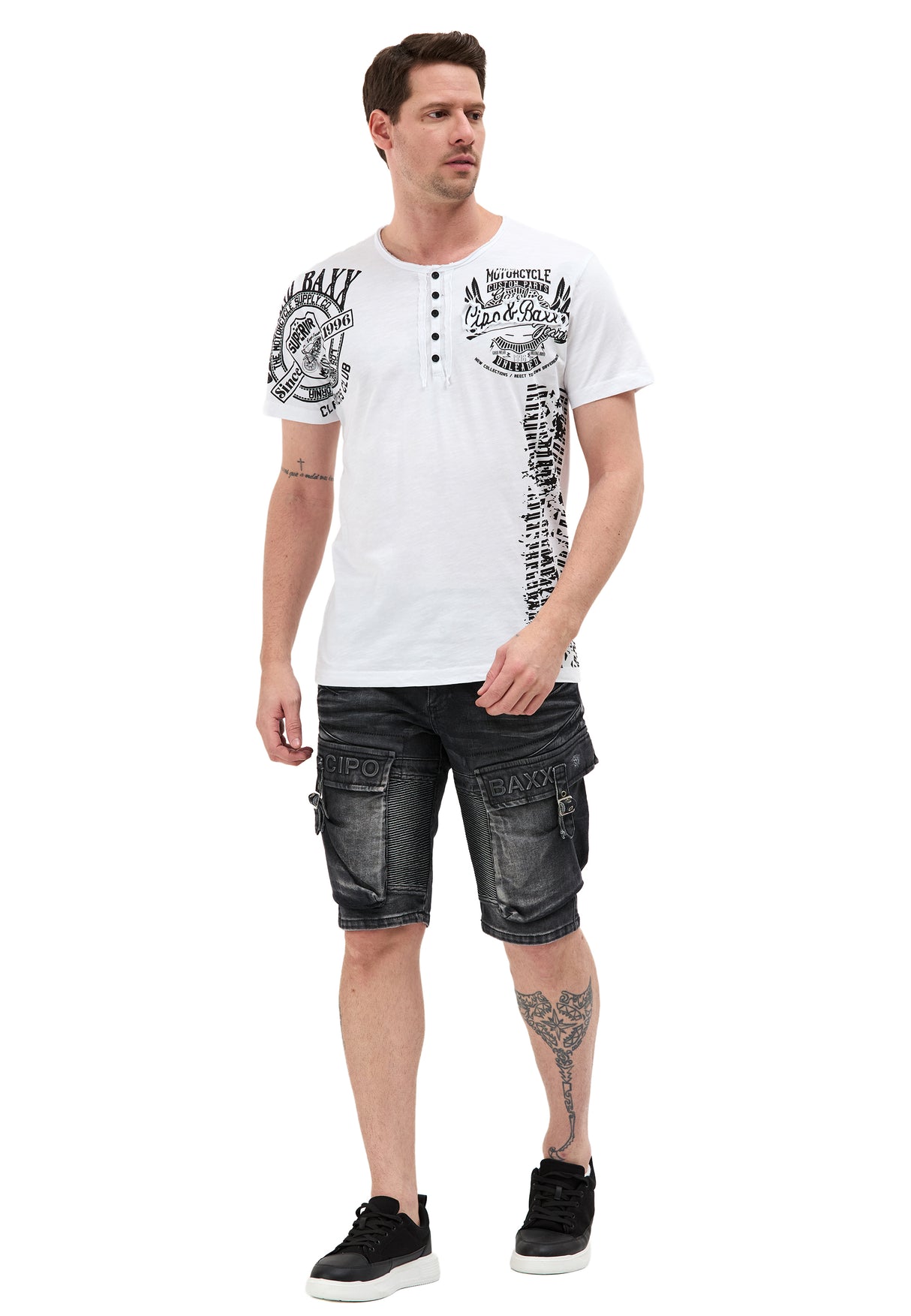 CK189 Herren Capri Shorts mit lässigem Rippenmuster