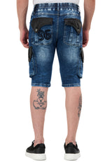 CK311 Herren Capri Jeans – Cargo Denim Shorts mit Taschen & Stickerei
