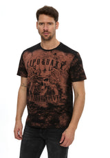CT830 メンズTシャツ、ドクロプリントとヴィンテージ加工