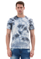CT864 Camiseta de Hombre – Estilo Tie‑Dye Azul y Blanco