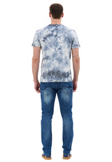 CT864 Camiseta de Hombre – Estilo Tie‑Dye Azul y Blanco