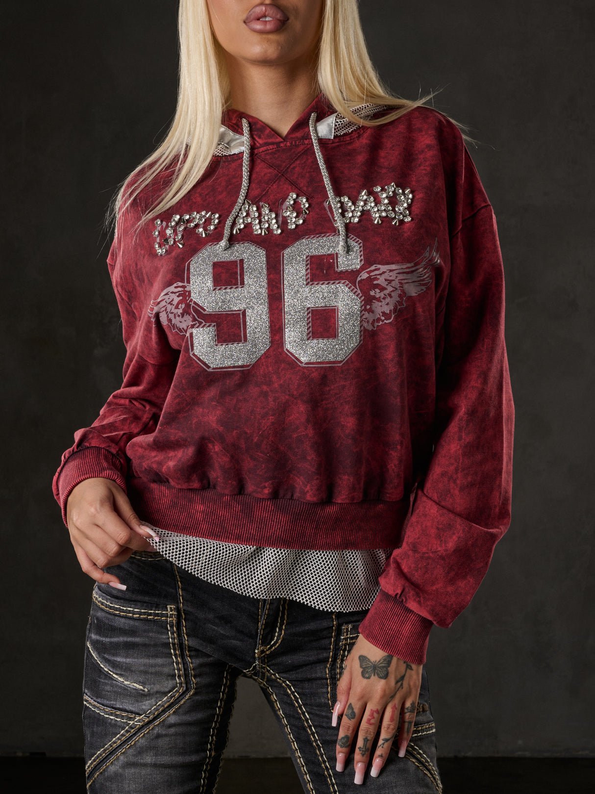 WL207 Damen Kapuzensweatshirt im sportlichen College-Look