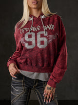 WL207 Damen Kapuzensweatshirt im sportlichen College-Look