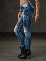 WD361 women Slim-Fit jeans with fashionable acid-wash details in Skinny-Fit
