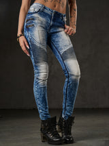 WD361 women Slim-Fit jeans with fashionable acid-wash details in Skinny-Fit