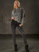 WL378 Dames Hoodie – Vintage Washed Look met Mouwprints