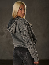 WL378 Dames Hoodie – Vintage Washed Look met Mouwprints